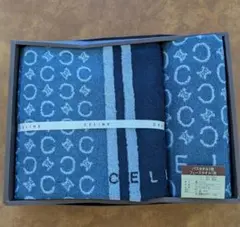 新品 CELINE セリーヌ バスタオル＆フェイスタオルの2枚セット ブルー系