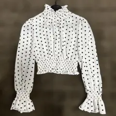 美品GRL ドット柄 長袖ブラウス M