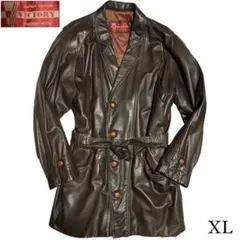 大きいサイズ【vintage】羊革ラムレザーシングルトレンチコート ブラウンXL