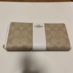 COACH 長財布 ベージュ/ホワイト