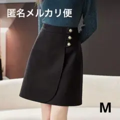 新品 Aライン キュロットスカート スカパン Mサイズ 台形 ブラック 黒色