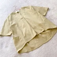【Vin】美品　ヴァン　イエロー　リネン混　ストレッチ　カットソー　9号