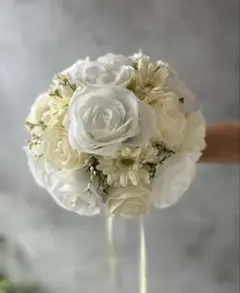 【美品】着画あり ブライダルブーケ&ブートニア 白 結婚式