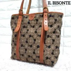 IL BISONTE イルビゾンテ 総柄キャンパスA4 トートバッグ モノグラム