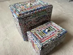 カラフルなリサイクル紙ハンドメイドボックスセット（大・小） B