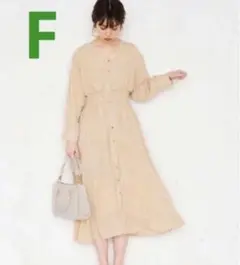 natural couture 線画花柄前開きワンピース