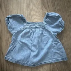 baby GAP デニム調フリル袖シャツ 12-18ヶ月