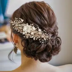 ホワイトフラワー リーフ コーム★ブライダル アクセサリー ヘッドドレス ボンネ