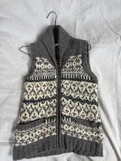 LOWRYS FARM フェアアイル柄ニットベスト Lサイズ