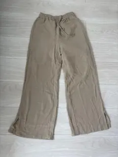 【美品】GU ジーユー　ドローストリングイージーワイドパンツ Sサイズ　ベージュ