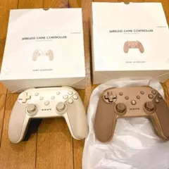 ワイヤレスゲームコントローラー ホワイト・ブラウン