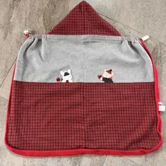 familiar フード付きおくるみ 赤 グレー