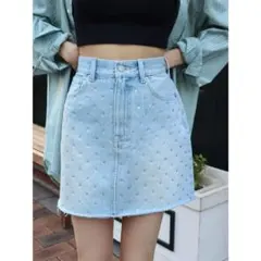 EVRIS ラインストーンデニムスカート
