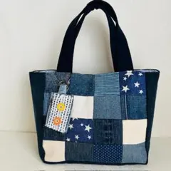 リメイクデニム パッチワーク トートバッグ