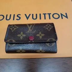 ルイ・ヴィトン、美品モノグラム、フューシャー、ミュルティクレ6連キーケース