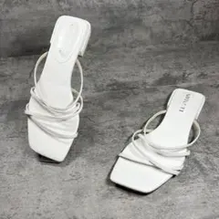 美品【ルタロン】（LL）ミュール ナローストラップ ローヒール ホワイトのサムネイル
