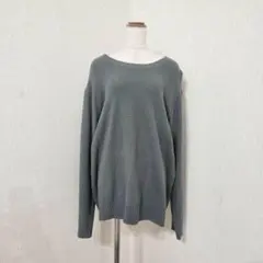 セブンデイズサンデイ【L】長袖　プルオーバーニット　グレー　シンプル　伸縮　無地