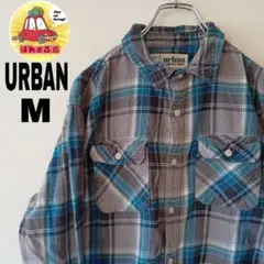 USA古着 URBAN ネルシャツ　M ライトブルー　グレー