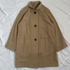 vintage 軽量 天然毛 ラグランスリーブ ロングジャケット ゆったり M