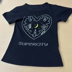 SUPERCITY ハート柄 Tシャツ ブラック 半袖