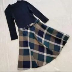 最終値下げ。ニット長袖ブルーレーベルクレストブリッジМドッキングワンピース38