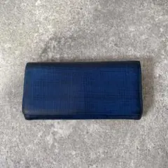 ロエベ リネンコンチネンタルウォレット 長財布 アナグラム　レザー　ブルーのサムネイル