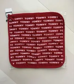 【TOMMY HILFIGER ロゴ入りタオルハンカチ 赤】