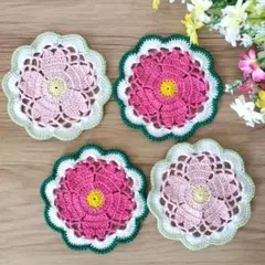 桜の花のコースター　レース編みドイリー　インテリア
