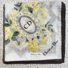 Dior　ディオール　ハンカチ　花柄　イエロー系　約51cm
