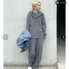 アングリッドフードコンビメランジルーズニットパンツのみ