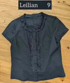 Leilian レリアン フリル付き半袖ブラウス レース 9 ブラックのサムネイル
