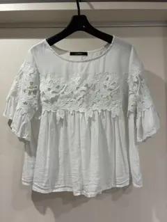 w closet 半袖 レース切替 トップス ホワイトのサムネイル