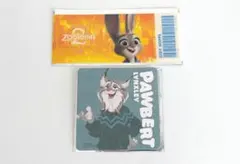 ズートピアカフェ オリジナルチケット風クリアカード&コースター 特典