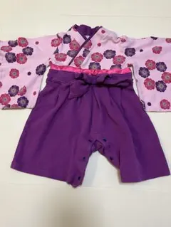 【即発送】ベビー 袴風ロンパース 80サイズ 和花柄 お正月 ひな祭り