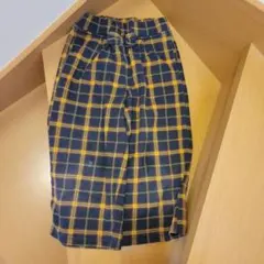 ネイビーとイエローのチェック柄 ロングパンツ