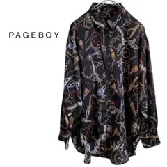 PAGEBOY ページボーイ チェーンプリントBIGシャツ 長袖ブラウス 黒