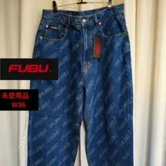 【下げ札付き未使用品】FUBU　総柄バギージーンズ　ワイドデニム　W36のサムネイル