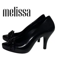 Melissa メリッサ ラバー チェーン モチーフ ヒール パンプス 黒のサムネイル