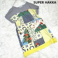 SUPER HAKKA　スーパーハッカ　半袖 チュニック　総柄　パッチワーク風