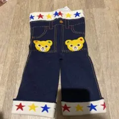 ミキハウス ベビー スパッツ 90 日本製 クマ刺繍 デニム風