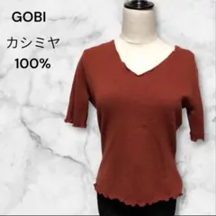 【希少美品】ゴビ　カシミヤ100% オレンジ　半袖カシミヤニット　GOBI