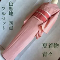 単衣　色無地フルセット　着物　夏着物　絽　紗　正絹　松井青々　落款　色無地　G9のサムネイル