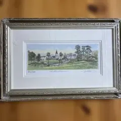 織田義郎 イギリスの村 hallentonの風景画 限定300 銅版画？★