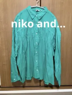 niko and... プレミアムローンギャザー長袖シャツ グリーン Mサイズのサムネイル