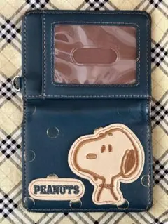 スヌーピー PEANUTS パスケース 定期入れ ネイビー