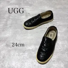 UGG アグ 本革 フィアス デコ キルテッド スリッポン 24cm