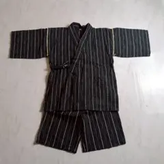 龍刺繍 甚平 140 黒 キッズ 男の子 夏祭り 上下セット 小学生向け