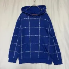 トミーヒルフィガー　パーカー　裏起毛　プルオーバー　ロゴ　ブルー　キッズ　L