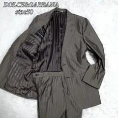 希少✨DOLCE&GABBANA　シルク混　スーツ　　ストライプ　金ロゴ　50