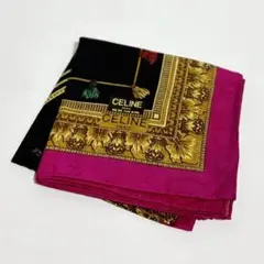 CELINE ハンカチ 黒/ピンク